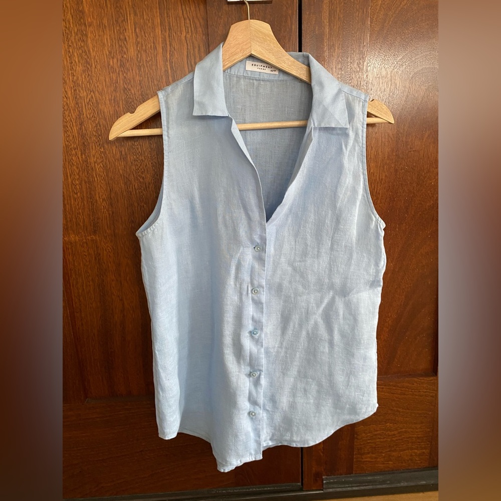 Equipment sleeveless linen shirt